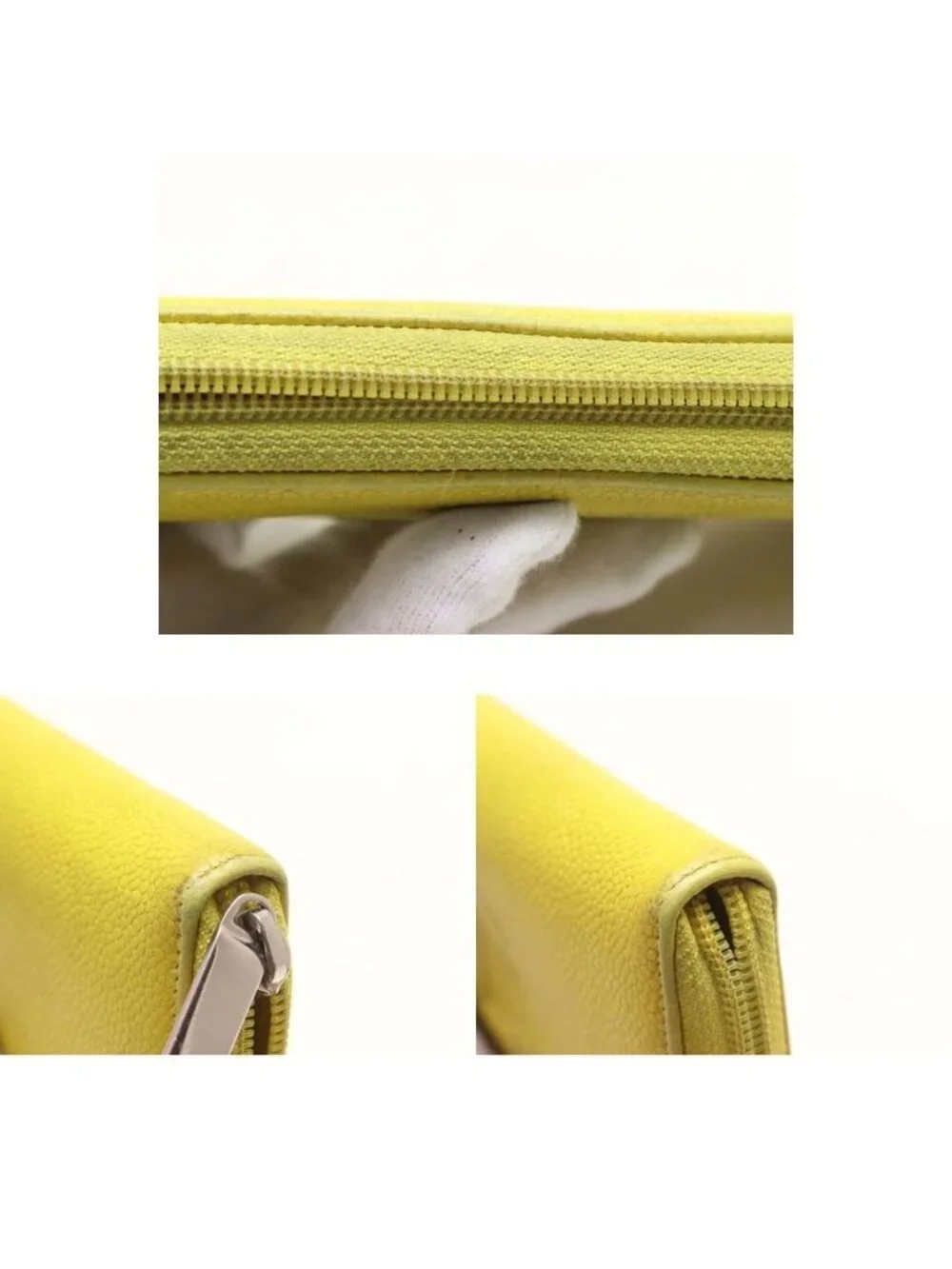 Chanel Caviar Leather CC Logo Zip Around Wallet